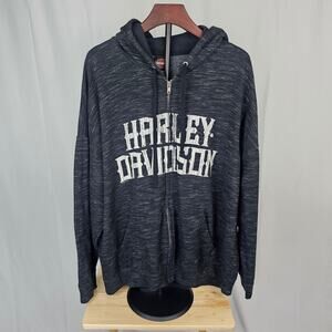 Harley Davidson Zip Hoodie L A Lewiston Auburn Maine Mens 2XL Black Bikercore